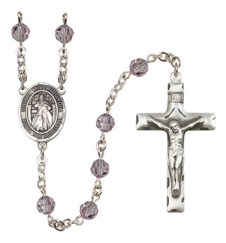 Sterling Silver 6mm Austrian Crystal Divina Misericordia Rosary in Light Amethyst