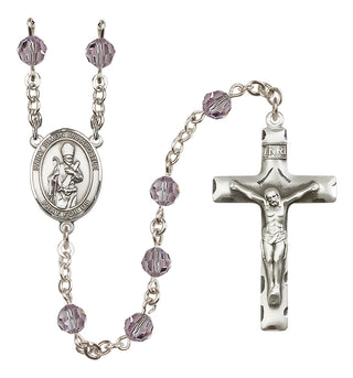 Sterling Silver 6mm Austrian Crystal Saint Simon the Apostle Rosary in Light Amethyst