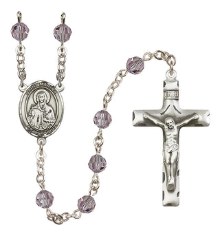 Sterling Silver 6mm Austrian Crystal Saint Marina Rosary in Light Amethyst