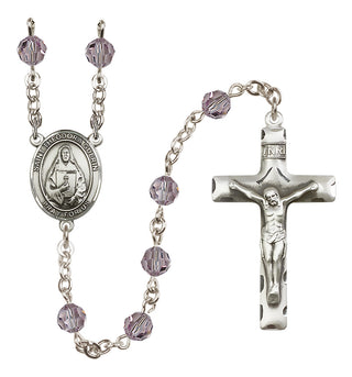 Sterling Silver 6mm Austrian Crystal Saint Theodora Rosary in Light Amethyst