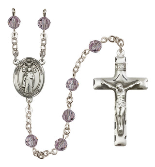 Sterling Silver 6mm Austrian Crystal Saint Ivo of Kelmartin Rosary in Light Amethyst
