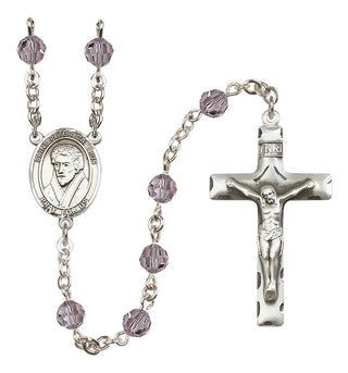 Sterling Silver 6mm Austrian Crystal Saint Peter Canisius Rosary in Light Amethyst