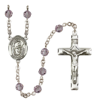 Sterling Silver 6mm Austrian Crystal Saint Paul the Hermit Rosary in Light Amethyst