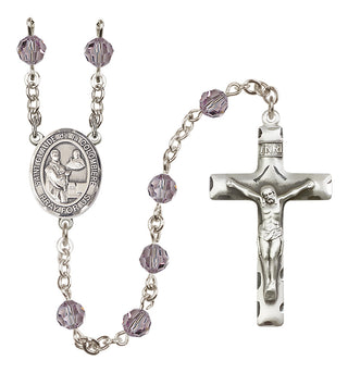 Sterling Silver 6mm Austrian Crystal Saint Claude de la Colombiere Rosary in Light Amethyst