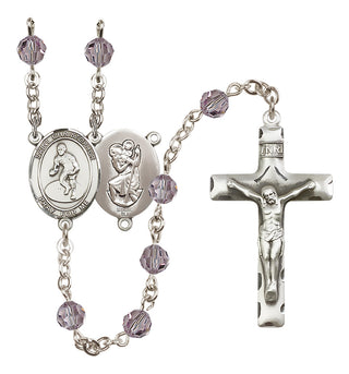 Sterling Silver 6mm Saint Christopher/Wrestling Rosary