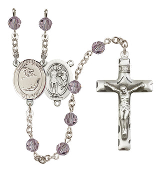 Sterling Silver 6mm Austrian Crystal Saint Sebastian/Gymnastics Rosary in Light Amethyst