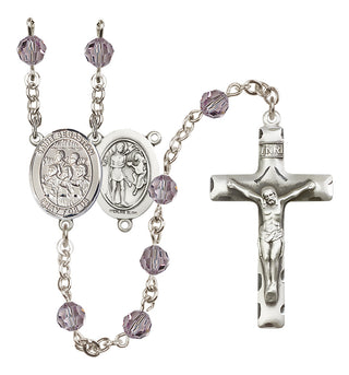 Sterling Silver 6mm Austrian Crystal Saint Sebastian / Choir Rosary in Light Amethyst