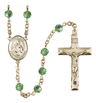 14 Karat Gold-Filled 6mm Austrian Crystal Santa Ana Rosary in Peridot