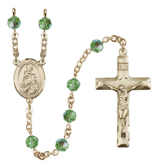 14 Karat Gold-Filled 6mm Austrian Crystal Saint Daniel Rosary in Peridot