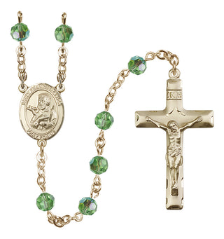 14 Karat Gold-Filled 6mm Austrian Crystal Saint Francis Xavier Rosary in Peridot