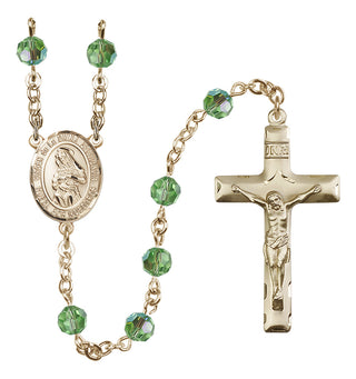 14 Karat Gold-Filled 6mm Austrian Crystal Virgen de la Divina Providencia Rosary in Peridot