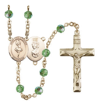 14 Karat Gold-Filled 6mm Austrian Crystal Saint Christopher/Dance Rosary in Peridot