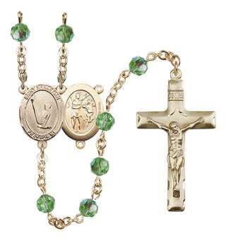14 Karat Gold-Filled 6mm Austrian Crystal Saint Sebastian/Gymnastics Rosary in Peridot