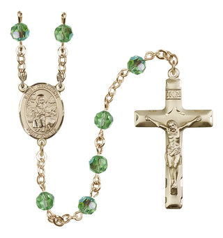 14 Karat Gold-Filled 6mm Austrian Crystal Saint Germaine Cousin Rosary in Peridot