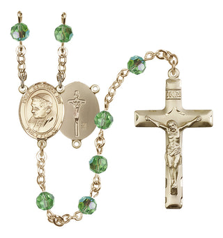 14 Karat Gold-Filled 6mm Austrian Crystal Pope Emeritace Benedict XVI Rosary in Peridot