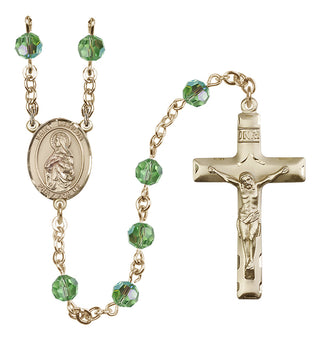 14 Karat Gold-Filled 6mm Austrian Crystal Saint Matilda Rosary in Peridot