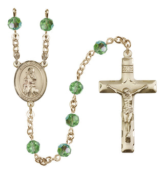 14 Karat Gold-Filled 6mm Austrian Crystal Saint Rachel Rosary in Peridot
