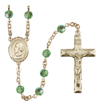14 Karat Gold-Filled 6mm Austrian Crystal Pope Saint Eugene I Rosary in Peridot