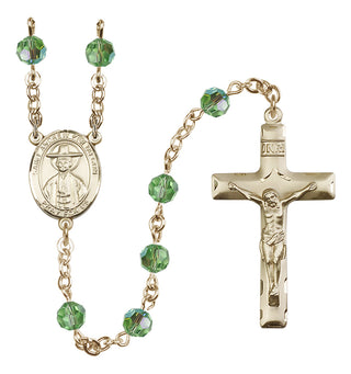 14 Karat Gold-Filled 6mm Austrian Crystal Saint Andrew Kim Taegon Rosary in Peridot