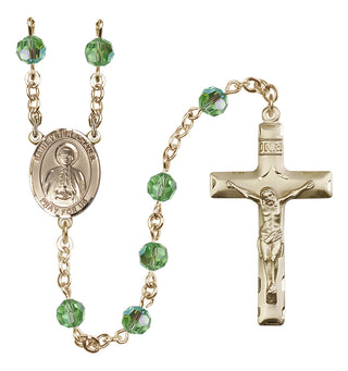 14 Karat Gold-Filled 6mm Austrian Crystal Saint Peter Chanel Rosary in Peridot