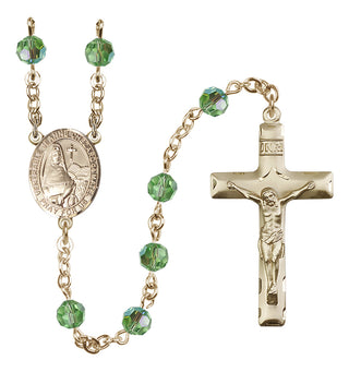 14 Karat Gold-Filled 6mm Austrian Crystal Saint Jeanne Chezard de Matel Rosary in Peridot