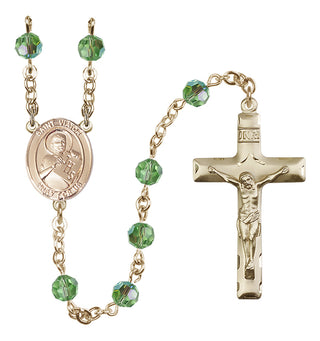 14 Karat Gold-Filled 6mm Austrian Crystal Saint Viator of Bergamo Rosary in Peridot