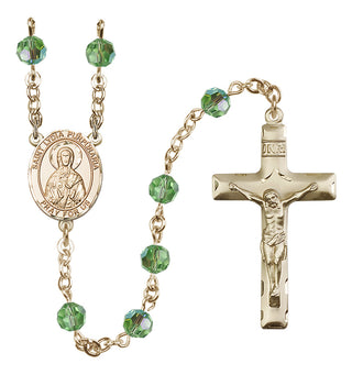 14 Karat Gold-Filled 6mm Austrian Crystal Saint Lydia Purpuraria Rosary in Peridot