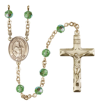 14 Karat Gold-Filled 6mm Austrian Crystal Saint Dismas Rosary in Peridot