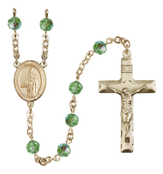 14 Karat Gold-Filled 6mm Austrian Crystal Saint Emma Uffing Rosary in Peridot