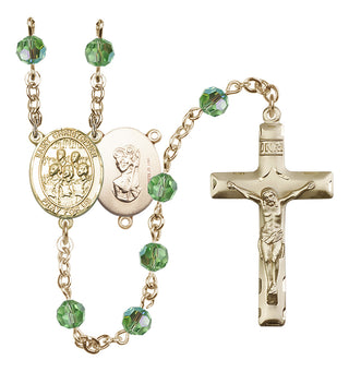 14 Karat Gold-Filled 6mm Austrian Crystal Saint Christopher / Choir Rosary in Peridot