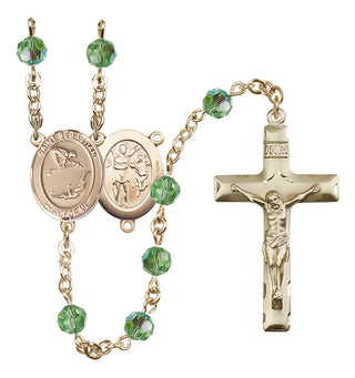 14 Karat Gold-Filled 6mm Austrian Crystal Saint Sebastian/Gymnastics Rosary in Peridot