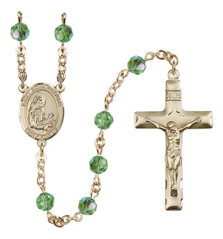 14 Karat Gold 6mm Austrian Crystal Saint Bonaventure Rosary in Peridot