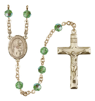 14 Karat Gold 6mm Austrian Crystal Saint John of the Cross Rosary in Peridot