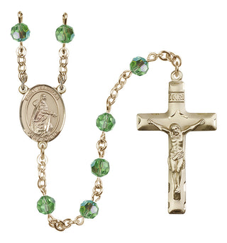14 Karat Gold 6mm Austrian Crystal Saint Isabella of Portugal Rosary in Peridot