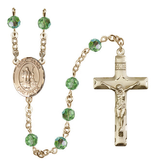 14 Karat Gold 6mm Austrian Crystal Saint Maron Rosary in Peridot