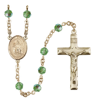 14 Karat Gold 6mm Austrian Crystal Saint Ephrem Rosary in Peridot