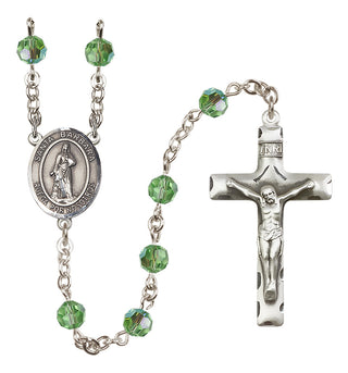 Sterling Silver 6mm Austrian Crystal Santa Barbara Rosary in Peridot