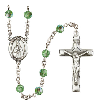 Sterling Silver 6mm Austrian Crystal Saint Blaise Rosary in Peridot