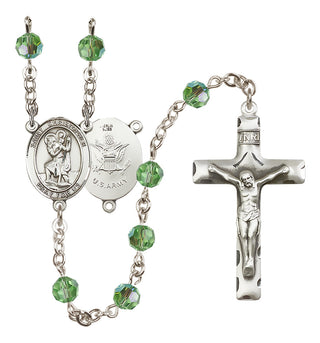 Sterling Silver 6mm Saint Christopher / Army Rosary