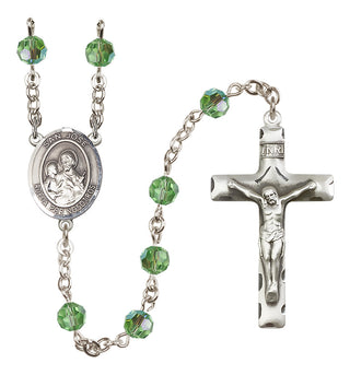 Sterling Silver 6mm Austrian Crystal San Jose Rosary in Peridot