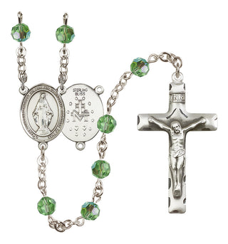 Sterling Silver 6mm Miraculous  Engraved Catholic Rosaries