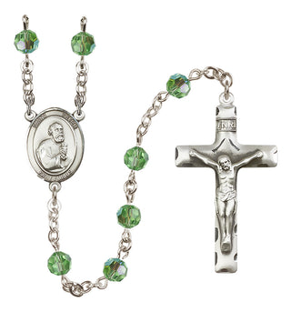 Sterling Silver 6mm Austrian Crystal Saint Peter the Apostle Rosary in Peridot