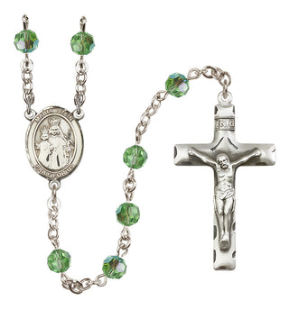 Sterling Silver 6mm Austrian Crystal Maria Stein Rosary in Peridot