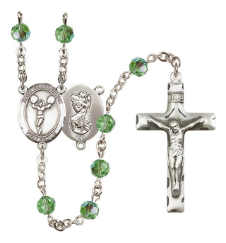 Sterling Silver 6mm Saint Christopher/Cheerleading  Engraved Catholic Rosaries
