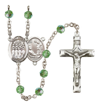 Sterling Silver 6mm Austrian Crystal Saint Cecilia / Choir Rosary in Peridot
