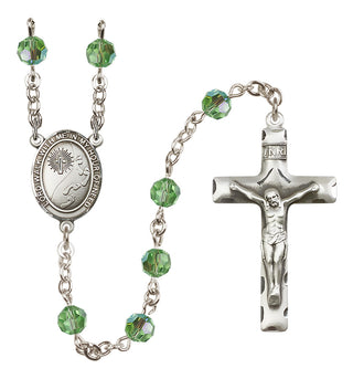 Sterling Silver 6mm Footprints / Cross  Engraved Catholic Rosaries