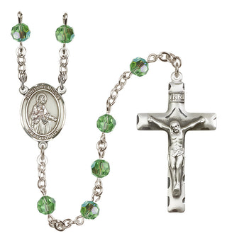Sterling Silver 6mm Austrian Crystal Saint Remigius of Reims Rosary in Peridot
