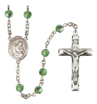 Sterling Silver 6mm Austrian Crystal Blessed Herman the Cripple Rosary in Peridot