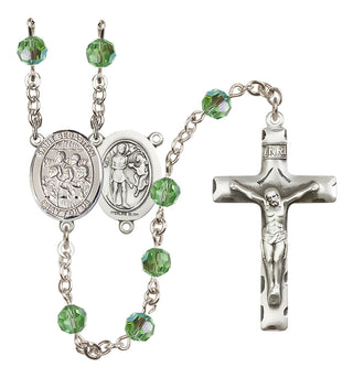 Sterling Silver 6mm Austrian Crystal Saint Sebastian / Choir Rosary in Peridot