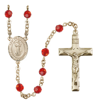 14 Karat Gold-Filled 6mm Austrian Crystal San Francis Rosary in Ruby
